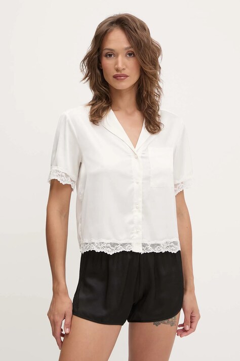 Πουκάμισο πιτζάμας Abercrombie & Fitch χρώμα: μπεζ, KI146-5053