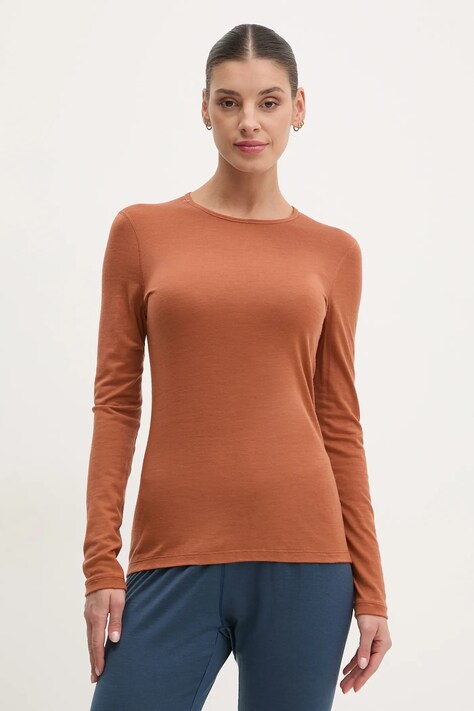 Icebreaker longsleeve funkcyjny Merino 200 Oasis kolor brązowy IB1043750B01