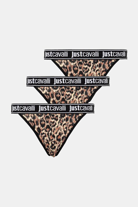 Just Cavalli tanga 3-pack culoarea maro, 78PAJU01 CJUT3