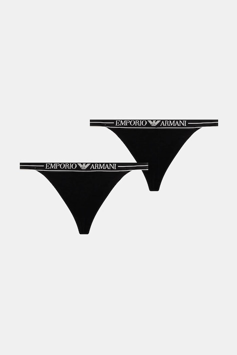 Emporio Armani Underwear tanga 2-pack culoarea negru, EW000405 AF10881