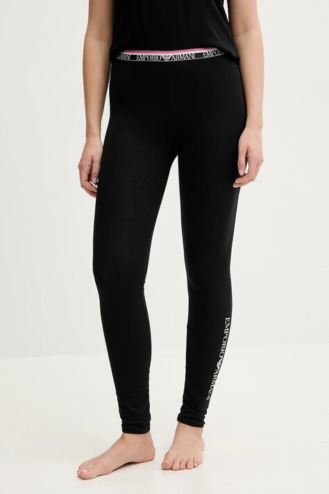 Emporio Armani Underwear jambiere de lounge femei, culoarea negru, cu imprimeu, EW000414 AF10883