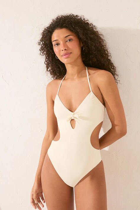 women'secret costum de baie dintr-o bucată culoarea bej, cupa moale, 5529073