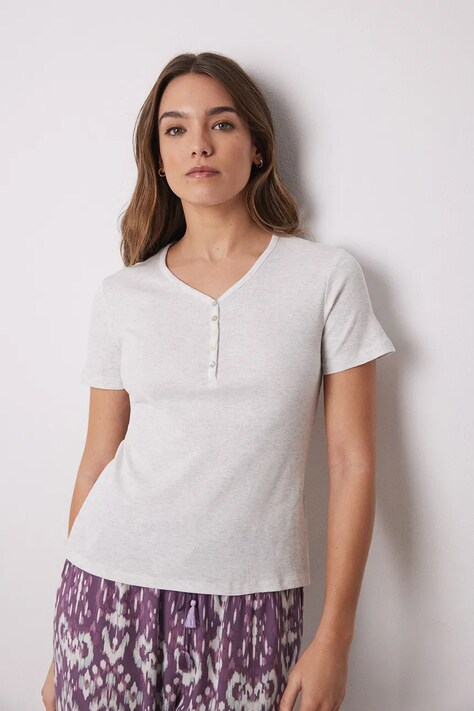 Bavlněné pyžamové tričko women'secret šedá barva, bavlněná, 3279676