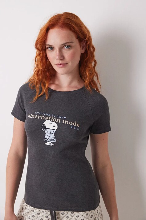 women'secret tricou de pijama din bumbac femei, culoarea gri, bumbac, 3279685