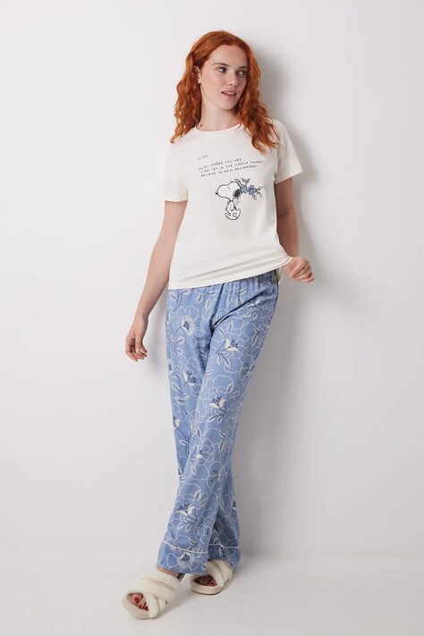 women'secret tricou de pijama din bumbac femei, culoarea bej, bumbac, 3279684
