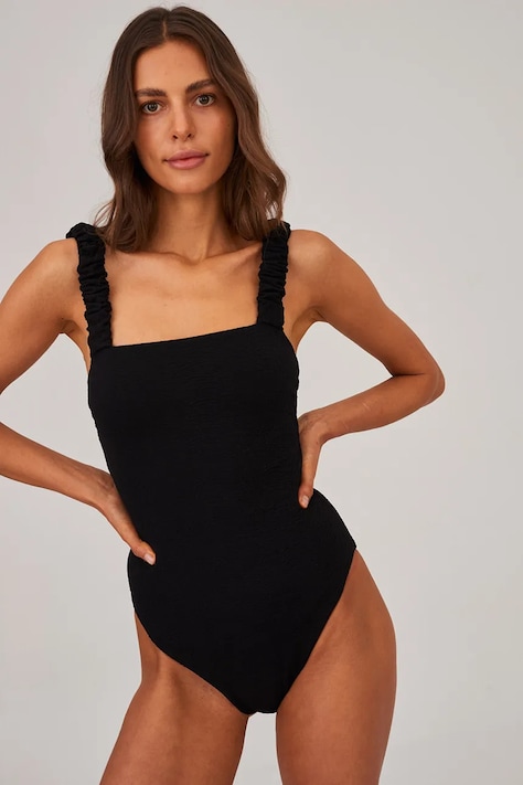 Undress Code costum de baie dintr-o bucată Wild Cat Swimsuit Plain culoarea negru, cupa moale, 791