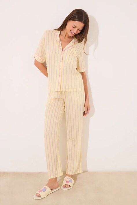 women'secret pijama femei, culoarea galben, 3139866