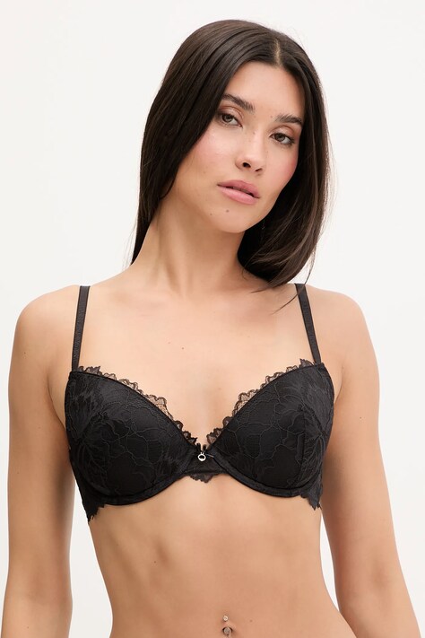 Emporio Armani Underwear sutien culoarea negru, dantela, uni, EW000446 AF10890