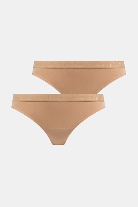 Emporio Armani Underwear tanga 2-pack culoarea bej, EW000402 AF10891