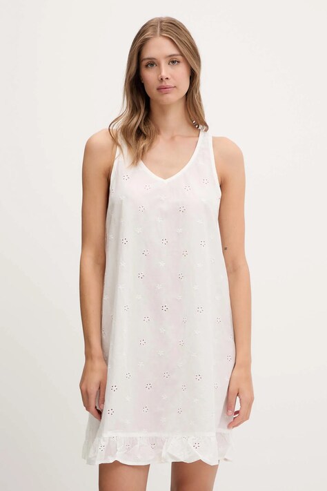 Нощница United Colors of Benetton дамска в бяло от памук 4SHX3C008