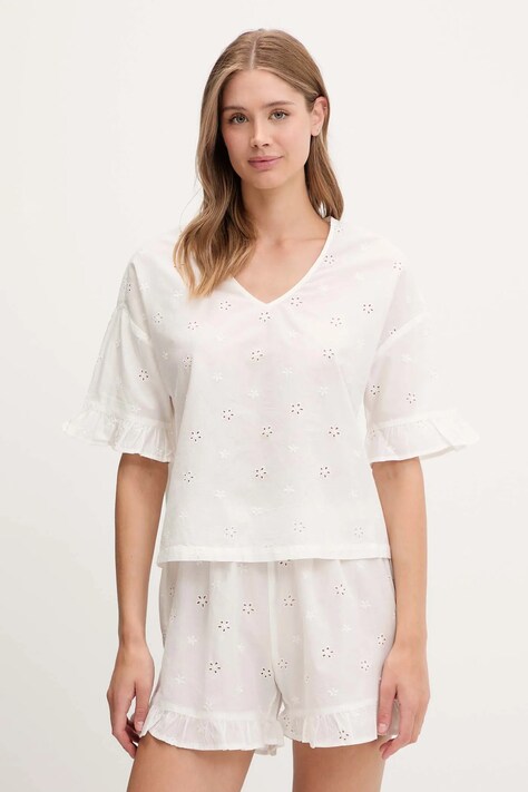United Colors of Benetton piżama bawełniana damska kolor biały bawełniana 4SHX3P03X