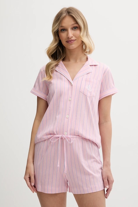 Pižama Lauren Ralph Lauren ženska, roza barva, ILN12421