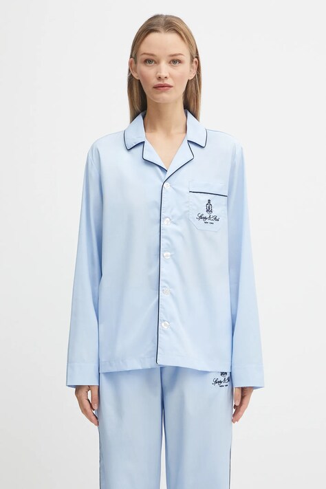 Бавовняна піжамна сорочка Sporty & Rich Vendome Pyjama з бавовни SI021602231BL90