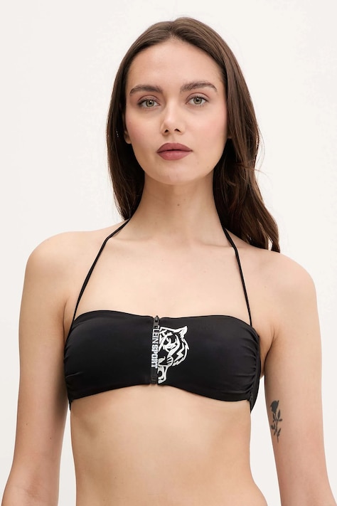 Горнище на бански PLEIN SPORT в черно с леко подплатени чашки PS25WTP08