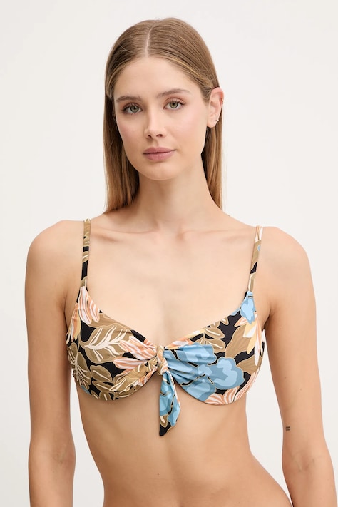 Plavková podprsenka Rip Curl čierna farba, jemne vystužený košík, 0EOWSW