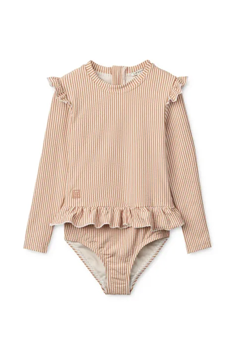 Ολόσωμο βρεφικό μαγιό Liewood Sille Baby Seersucker Swimsuit χρώμα: πορτοκαλί, LW20191