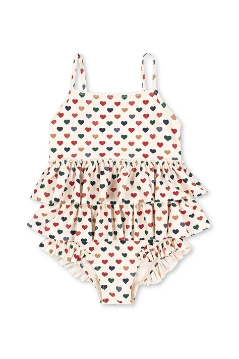Суцільний дитячий купальник Konges Sløjd MANUCA FRILL SWIMSUIT GRS колір бежевий KS102513