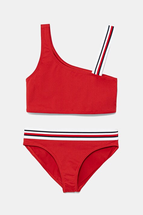 Tommy Hilfiger dwuczęściowy strój kąpielowy dziecięcy kolor czerwony UG0UG00805