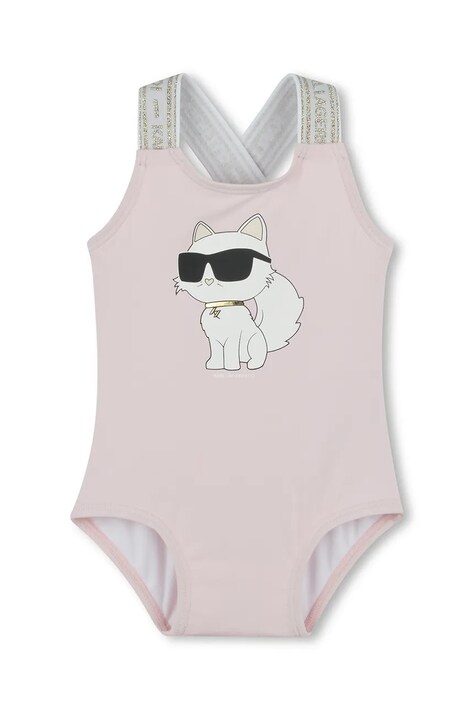 Karl Lagerfeld costum de baie dintr-o bucată pentru copii culoarea roz, Z30512