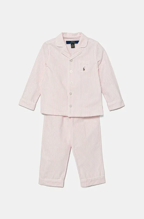 Polo Ralph Lauren piżama bawełniana dziecięca 2-pack kolor różowy wzorzysta 3P0198