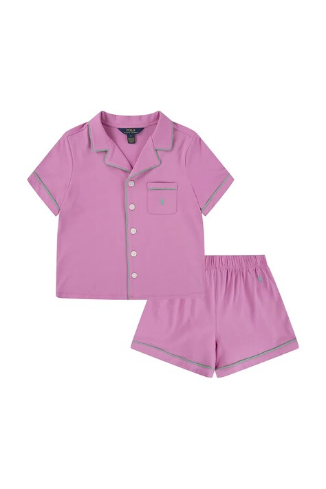 Детская хлопковая пижама Polo Ralph Lauren цвет фиолетовый однотонная 4P0241