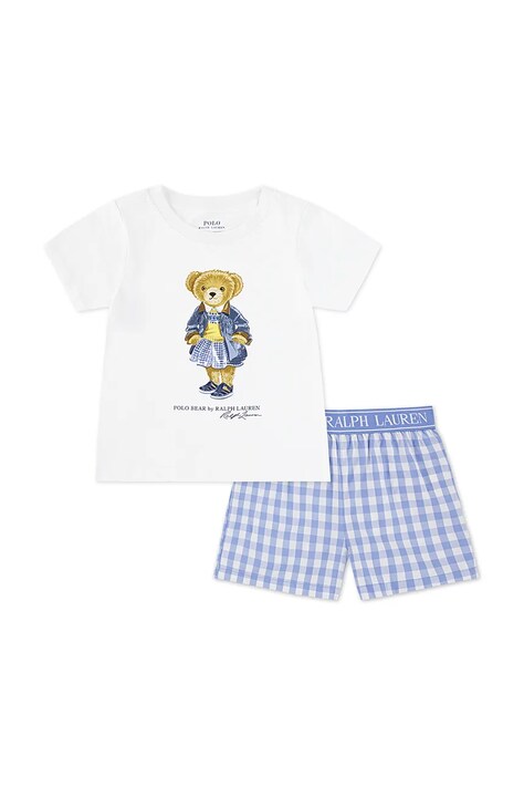 Polo Ralph Lauren piżama bawełniana dziecięca kolor biały wzorzysta 4P0271