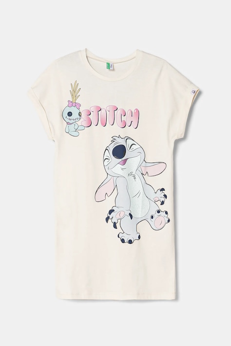 Dětská bavlněná noční košile United Colors of Benetton béžová barva, s potiskem, 30960C00N