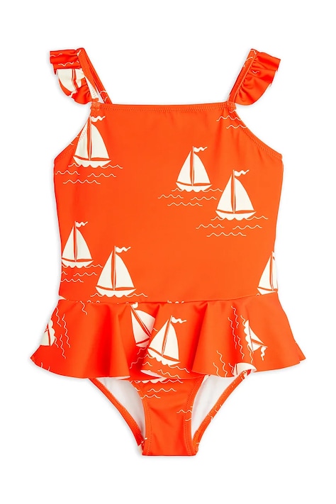 Jednodílné dětské plavky Mini Rodini Sailing boats oranžová barva, 2528010042
