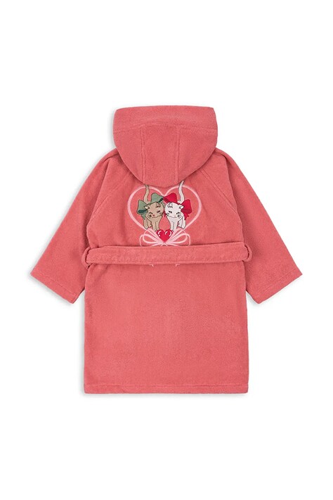 Konges Sløjd szlafrok bawełniany dziecięcy TERRY BATHROBE EMBROIDERY GOTS kolor pomarańczowy KS102808