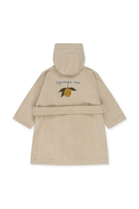 Konges Sløjd szlafrok bawełniany dziecięcy TERRY BATHROBE EMBROIDERY GOTS kolor beżowy KS103319