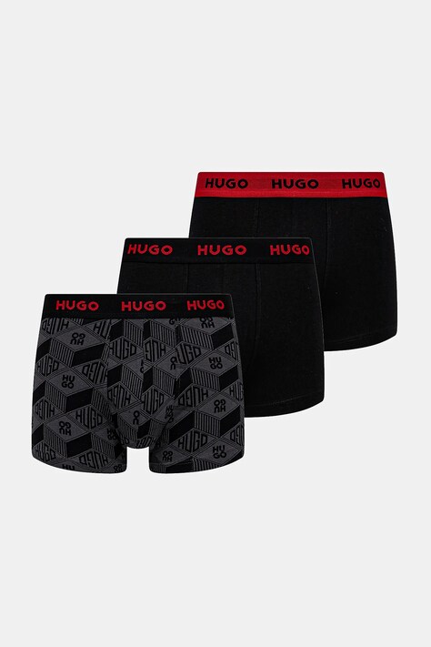 Boxerky HUGO 3-pak pánske, čierna farba, 50532550
