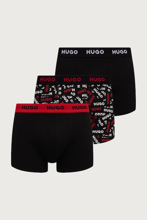 HUGO Boxeri pentru bărbați din bumbac cu elastan TRIPLET DESIGN pachet de 3 roșii 50532550