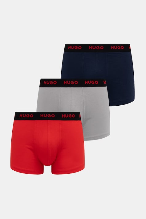 HUGO боксери чоловічі бавовняні з еластаном TRUNK TRIPLET PACK 3 шт. червоні 50532611