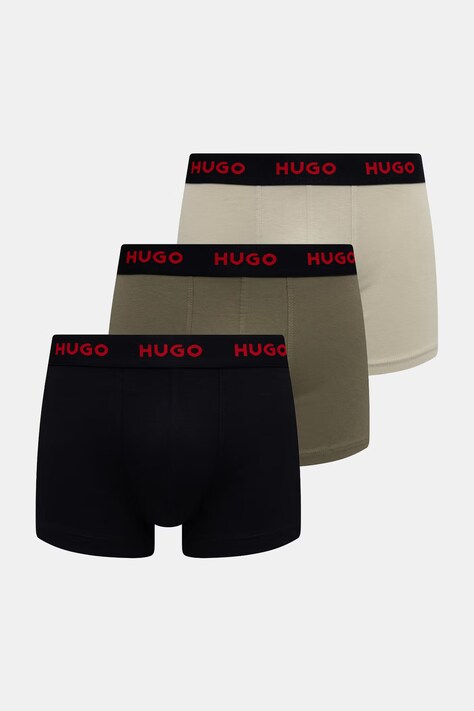 HUGO bokserki męskie bawełniane z elastanem TRUNK TRIPLET PACK 3-pack zielone 50532611