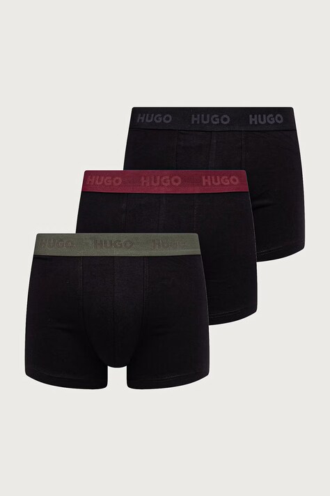 HUGO Bokserki męskie bawełniane z elastanem TRUNK TRIPLET PACK 3-pack szare 50532611