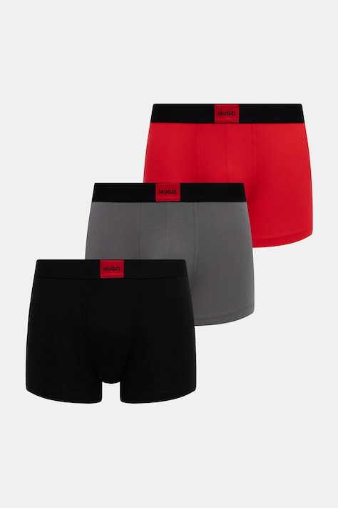 HUGO boxerky pánske bavlnené s elastanom TRUNK TRIPLET GALAXY 3-pak červené 50532797