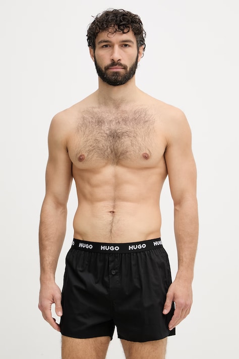 HUGO voľné boxerky pánske bavlnené WOVEN BOXER TRIPLET 3-pak viacfarebné 50532565