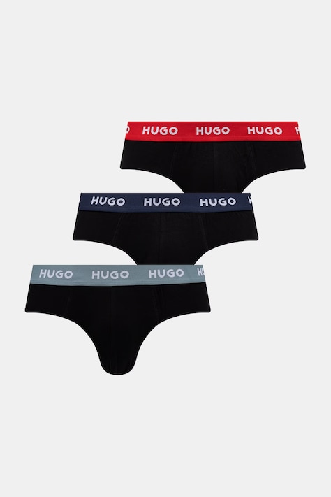 HUGO slipy męskie bawełniane z elastanem HIPBRIEF TRIPLETPACK 3-pack czarne 50532570