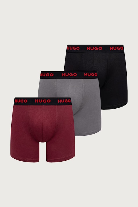 HUGO Boxeri pentru bărbați din bumbac cu elastan BOXERBR TRIPLET PACK pachet de 3 gri 50532613