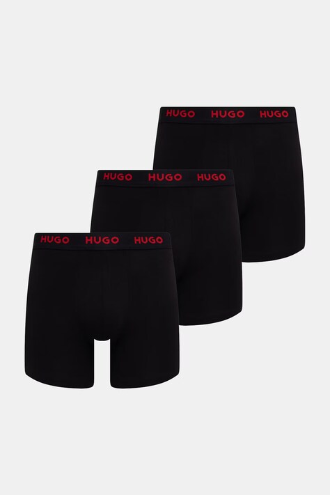 HUGO боксери чоловічі бавовняні з еластаном BOXERBR TRIPLET PACK 3-пак чорні 50532613