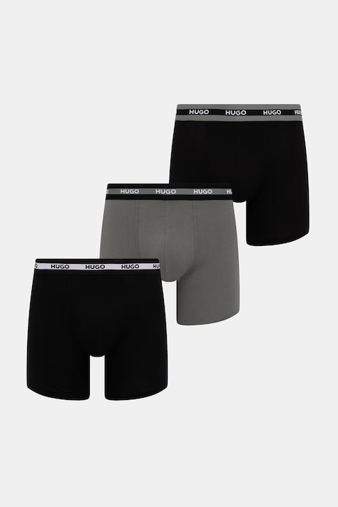 HUGO bokserki męskie bawełniane z elastanem BOXERBR TRIPL PLANET szare 50534694