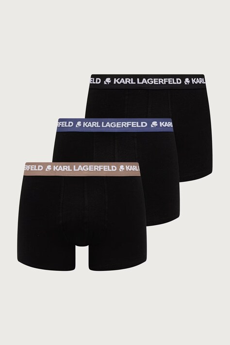 Karl Lagerfeld Boksarice moške bombažne z elastanom paket 3 kosov črne A1M47021
