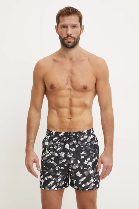 Plavkové šortky Calvin Klein čierna farba, KM0KM01162