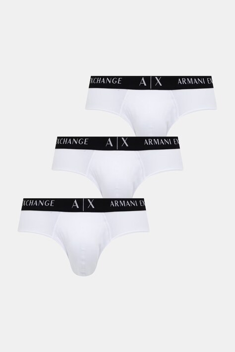 Armani Exchange slipy pánske bavlnené s elastanom 3-pak biele XM000870 AF13682