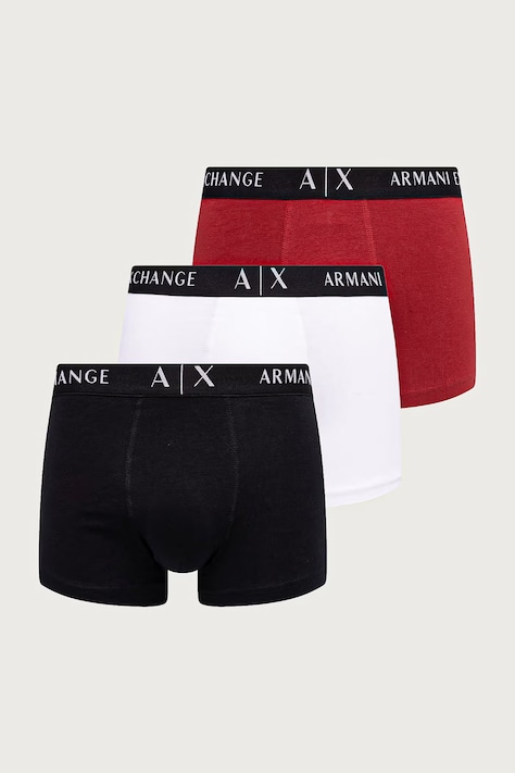 Armani Exchange Прилепнали боксерки мъжки от памук с еластан 3 броя бели XM000871 AF13682