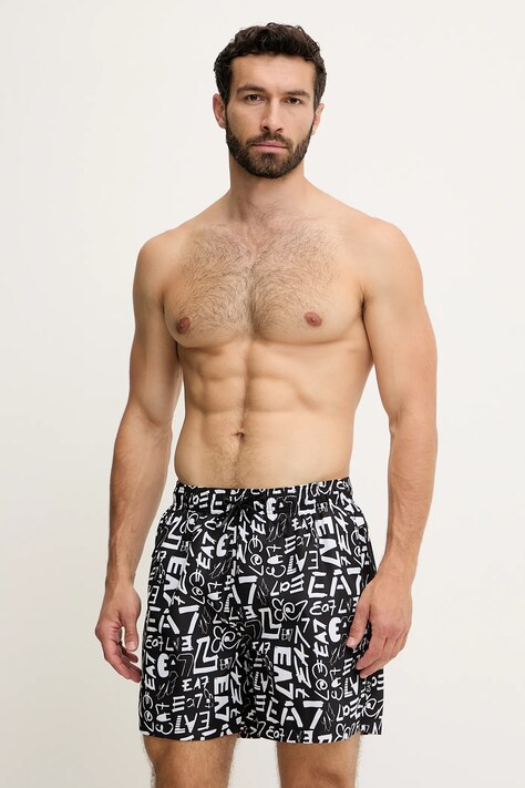 Plavkové šortky EA7 Emporio Armani černá barva, AF13069.7M000520