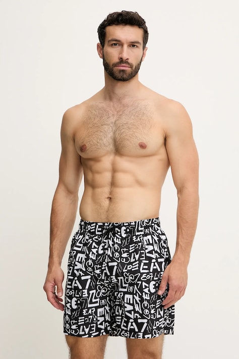 Kopalne kratke hlače EA7 Emporio Armani črna barva, AF13069.7M000520