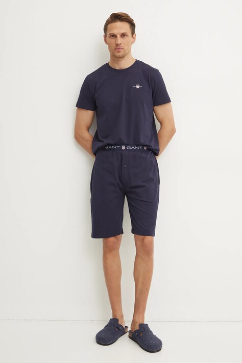 Gant pijamale de bumbac culoarea albastru marin, cu imprimeu, 902449900