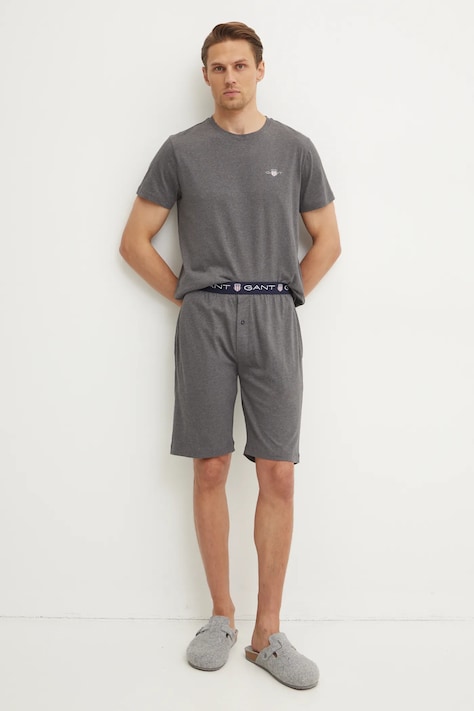 Gant set de pijama de bumbac culoarea gri, cu imprimeu, 902449900