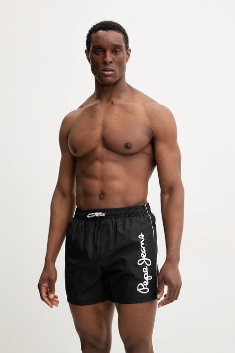 Pepe Jeans pantaloni scurți de baie LOGO SWIMSHORT culoarea negru, PMB10419